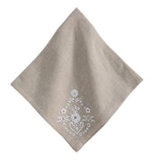 Juliska Heidi Natural Flax Color Embroidered Traditional Napkin 22", set of 4