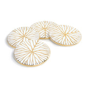 Talianna Lily Pad White and Gold Ceramic Coasters, Set of Four Anna 