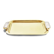 Anna New York Hospitality Gold and Crystal Quartz Tray, 19" Anna