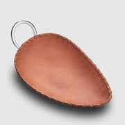 Mary Jurek Durango Brown Oval Leather Catch-All Tray with Handles, 6" x 9" Serving Tray Mary Jurek Design 