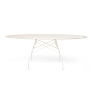 Kartell: Glossy Oval Outdoor Table, White Base, 46.5" x 75.6" Furniture Kartell White Top