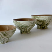 Swirled Green Moroccan Ceramic Bowl, 7:" dia. La Vie Nomade 