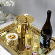 Anna New York Hospitality Gold and Crystal Quartz Tray, 19" Anna