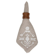 Juliska Heidi Natural Flax Color Embroidered Traditional Napkin 22", set of 4