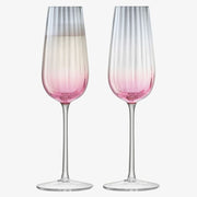 Dusk Pink and Grey Champagne Flute Glass, 8 oz., Set of 2 LSA International 