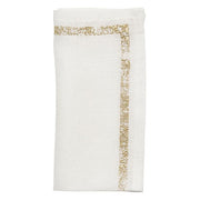 Kim Seybert Impression White & Gold Linen Napkins, Set of 4, 21” Cloth Napkins Kim Seybert