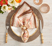Mira Napkin in Brown & Coral, Set of 4 by Kim Seybert
