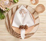 Royal Palm Napkin in White & Brown, Set of 4 by Kim Seybert