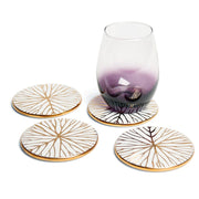 Talianna Lily Pad White and Gold Ceramic Coasters, Set of Four Anna 