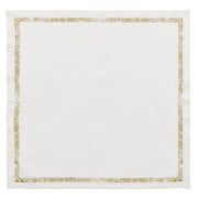Kim Seybert Impression White & Gold Linen Napkins, Set of 4, 21” Cloth Napkins Kim Seybert