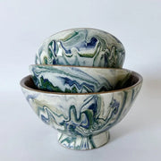 Swirled Blue and Green Moroccan Ceramic Bowl, 4" dia. La Vie Nomade 