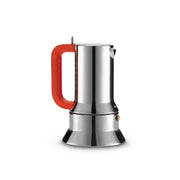 9090 Stovetop Espresso Maker, Orange/Red Handle by Richard Sapper for Alessi Espresso Maker Alessi 