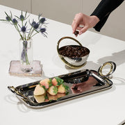 Anna New York Ring Rectangular Serving Tray, Stainless Steel