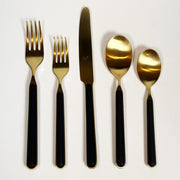 Fantasia Ice Gold Black Flatware Five Piece Placesetting by Mepra Flatware Mepra 5 Piece Place Setting