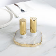 Coluna Dual Salt & Pepper Set, Marble / Gold, Set of 2 by ANNA New York