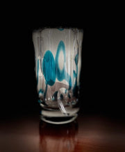 Vicke Lindstrand Clear Glass Vase with Blue Swirl Pattern by Kosta