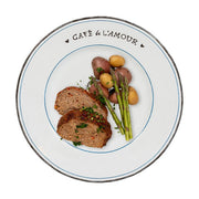 Juliska L'Amour Toujours Classic Whitewash Dinner Plate, 11" with food