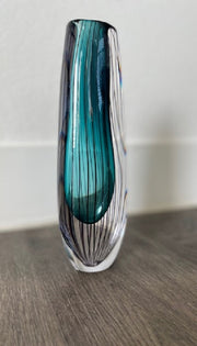 Vicke Lindstrand Blue Glass Vase, 8.8" by Kosta