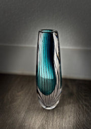 Vicke Lindstrand Blue Glass Vase, 8.8" by Kosta