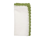 Shell Edge Napkin in White & Green, Set of 4 by Kim Seybert