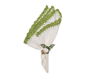 Shell Edge Napkin in White & Green, Set of 4 by Kim Seybert