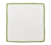Shell Edge Napkin in White & Green, Set of 4 by Kim Seybert