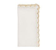 Kim Seybert Arches Napkin in White & Gold, Set of 4, 21”