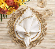 Kim Seybert Arches Napkin in White & Gold, Set of 4, 21”