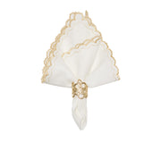 Kim Seybert Arches Napkin in White & Gold, Set of 4, 21”