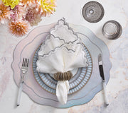 Kim Seybert Arches Napkin in White & Silver, Set of 4, 21”