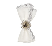 Kim Seybert Arches Napkin in White & Silver, Set of 4, 21”