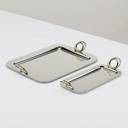 Anna New York Ring Rectangular Serving Tray, Stainless Steel