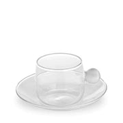 Bilia Glass Espresso Cup and Saucer, White, 4 oz. by Zafferano Zafferano 