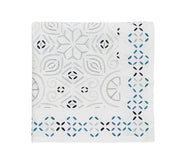 Malta Tablecloth in White & Blue 126" x 58" by Kim Seybert