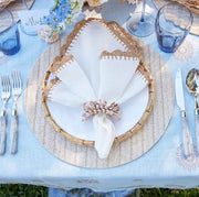 Shell Edge Linen and Raffia Napkins, 21", Set of 4 by Kim Seybert Napkins Kim Seybert