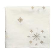 Fez Linen Tablecloth, White/Gold/Silver 110" x 58" by Kim Seybert Tablecloths Kim Seybert 