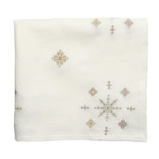 Fez Linen Tablecloth, White/Gold/Silver 110" x 58" by Kim Seybert Tablecloths Kim Seybert