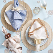 Shell Edge Linen and Raffia Napkins, 21", Set of 4 by Kim Seybert Napkins Kim Seybert