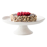 Juliska Berry and Thread Serveware Whitewash 14" Ceramic Cake Pedestal Stand, 14" with cake