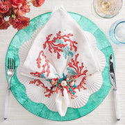 Coral Spray Linen 21" Napkins, Set of 4 by Kim Seybert Napkins Kim Seybert
