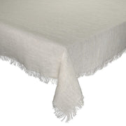 Fringe Linen Tablecloth, 110" x 50" by Kim Seybert Tablecloths Kim Seybert White/Gold 