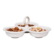 Juliska Berry and Thread Serveware Whitewash Triple Nut Bowl or Server