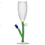 Blue Ichendorf Milano Botanica: Optical Champagne Flute Glass