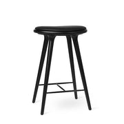 High Stool, Kitchen Height, 27.1" by Space Copenhagen for Mater Furniture Mater Black Stain Beech - Black Leather Seat 