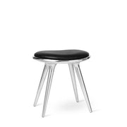 Low Stool, 19" by Space Copenhagen for Mater Furniture Mater Polished Aluminum - Black Leather Seat 