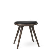 Low Stool, 19" by Space Copenhagen for Mater Furniture Mater Sirka Grey Stain Oak - Black Leather Seat 