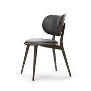 The Dining Chair by Space Copenhagen for Mater Furniture Mater Sirka Grey Stain Oak - Black Leather Seat