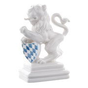 Bavarian Lion on Pedestal, 3.1" by Nymphenburg Porcelain Nymphenburg Porcelain Left Arm Up 