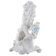 Bavarian Baroque Lion on Pedestal, 9.4" by Nymphenburg Porcelain Nymphenburg Porcelain Left Arm Up 