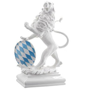 Bavarian Heraldic Lion on Pedestal, 15.4" by Nymphenburg Porcelain Nymphenburg Porcelain Left Arm Up 